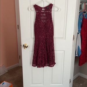 Size 9 burgundy sparkle tight homecoming dress
